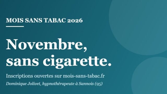 Visuel Mois sans tabac 2026 : novembre sans cigarette, avec un hypnothérapeute à Sannois